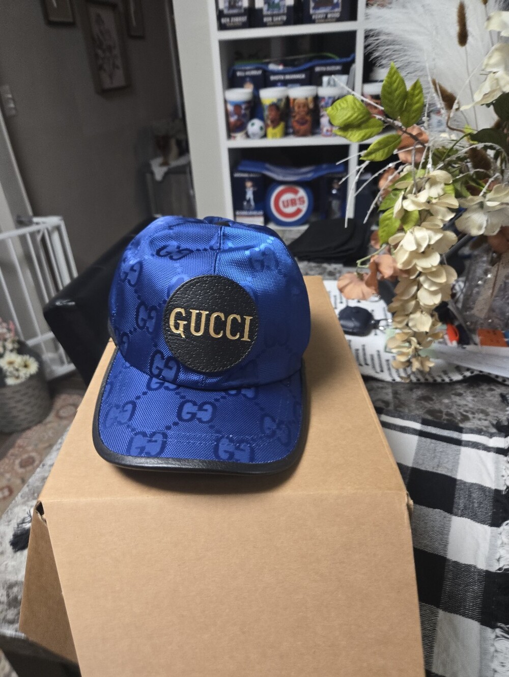 Gucci Royal Blue GG Logo Baseball Cap with Gold Patch